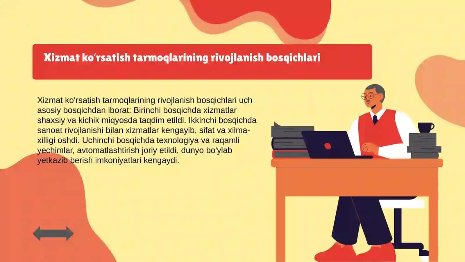 Xizmat koʻrsatish tarmoqlarini rivojlanish bosqichlari 3