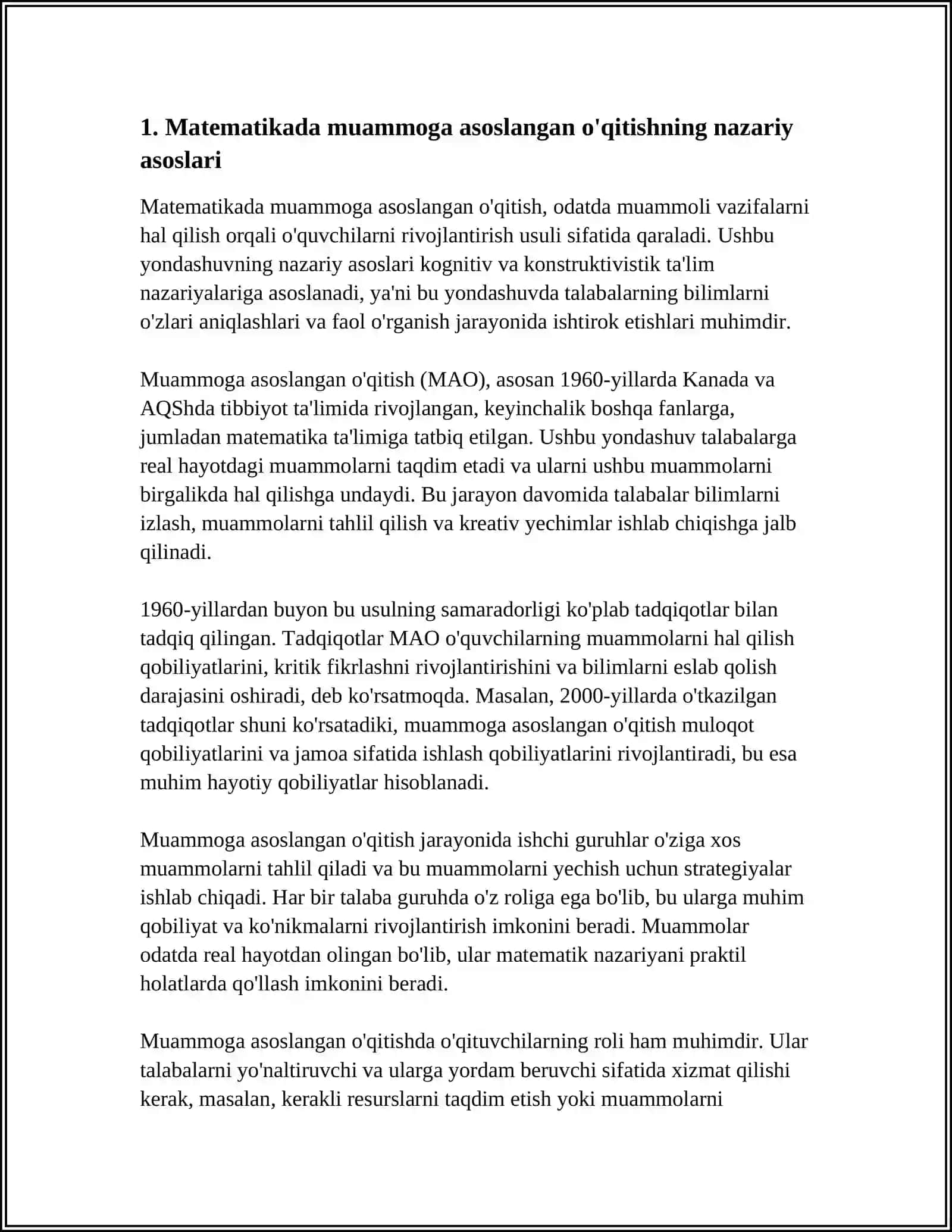 Matematikada PROBLEMAGA ASOSLANGAN O'QITISH 3