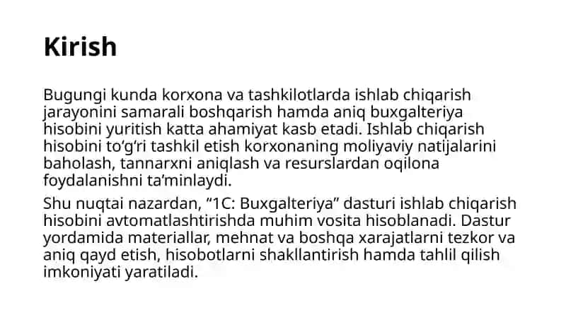 1C- buxgalteriya dasturida ishlab chiqarish hisobini yuritish 3