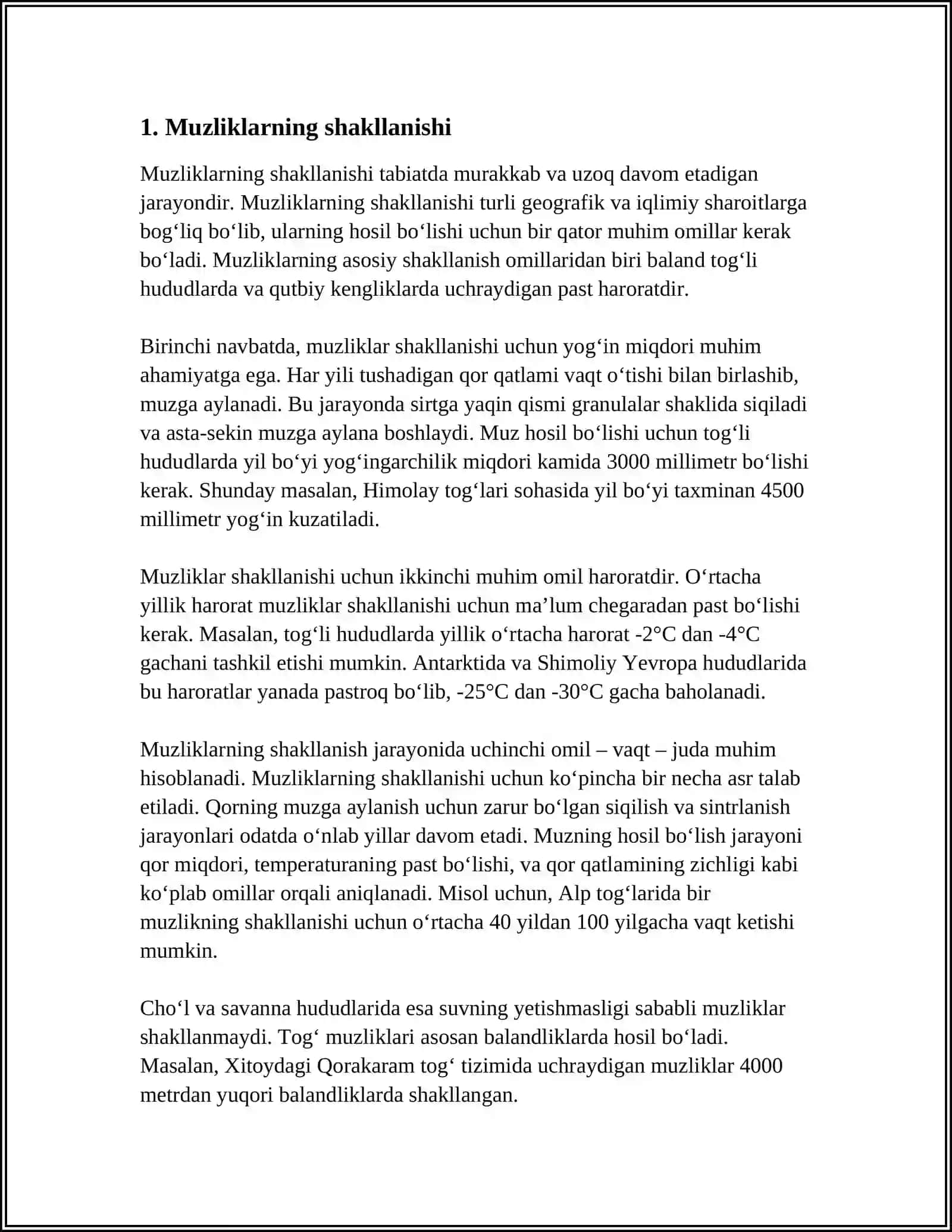 GLYASIAL JARAYONLAR VA TOG'LARNING HOSIL BÒLISHI 3