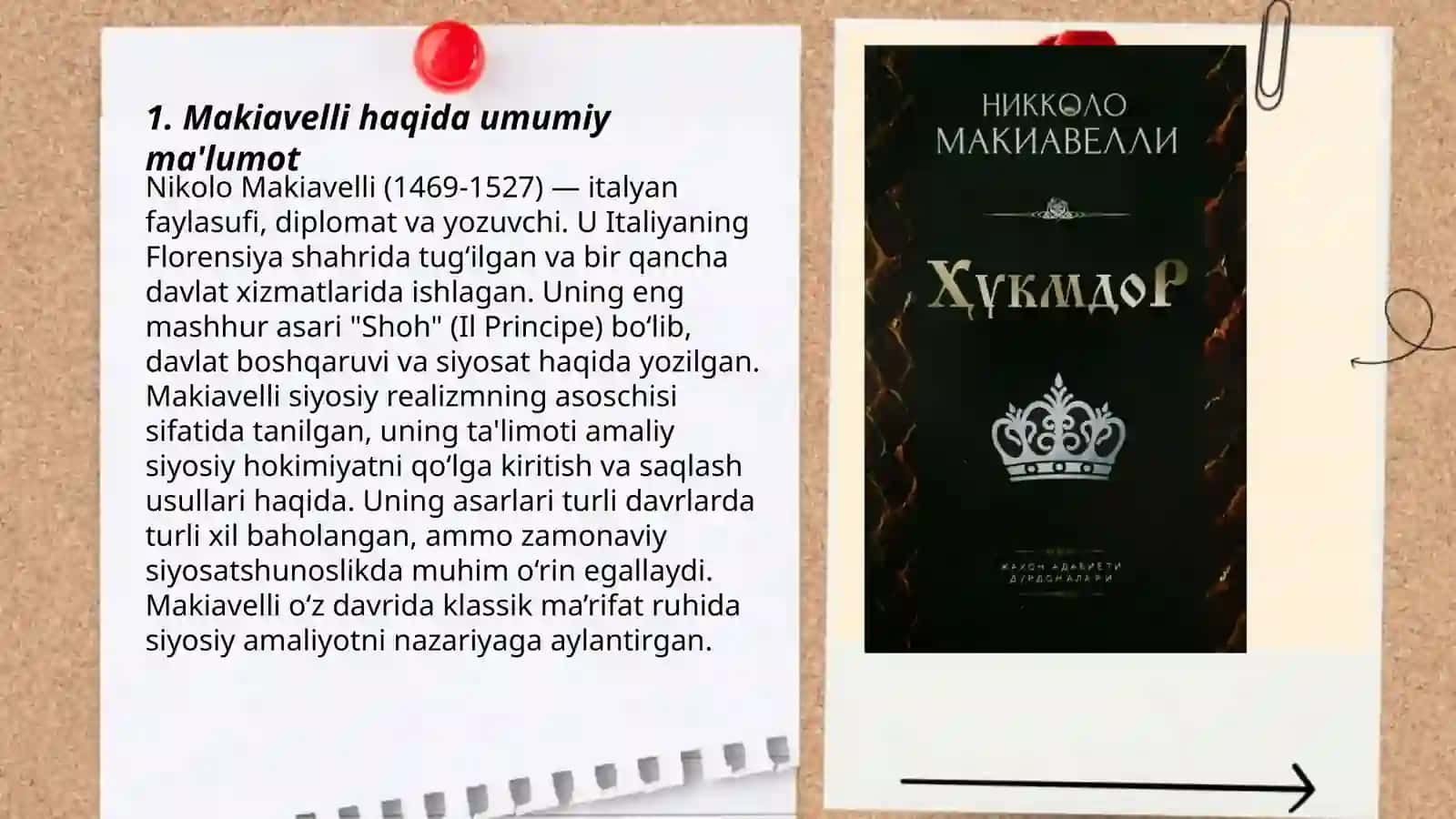 Makiavelli Hukmdor asari mazmuni mohiyati va ibrat bo'la oladigan maslahatlar haqida taqdimot 3
