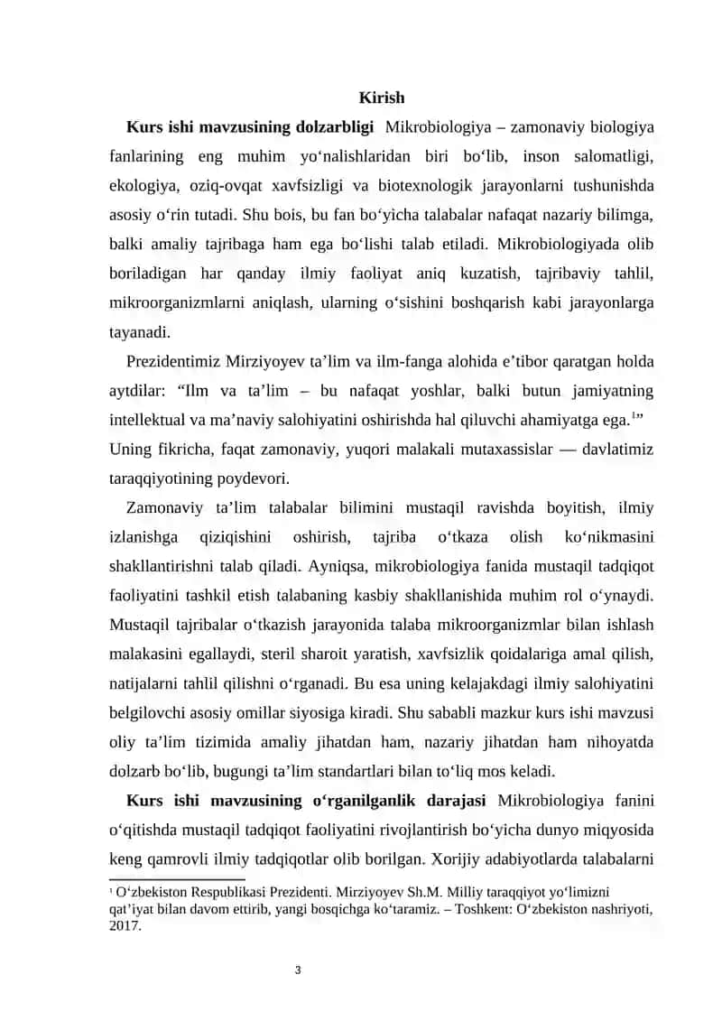 Mikrobiologiya mavzularida talabalarning mustaqil tadqiqot faoliyatini tashkil etish 3