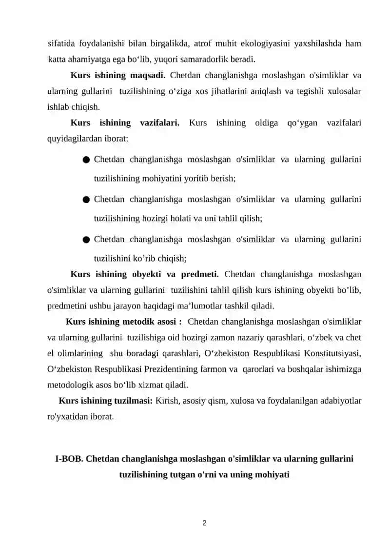 Chetdan changlanishga moslashgan o'simliklar va ularning gullarini 3