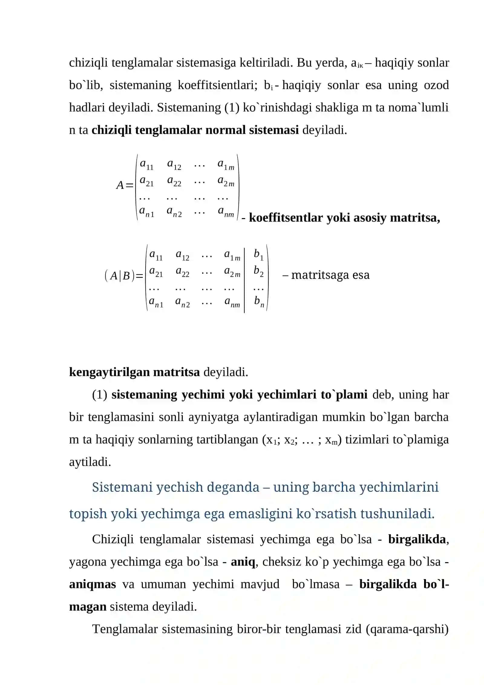 SISTEMANING ASOSIY VA KENGAYTIRILGAN MATRISASI QANDAY TUZILADI 3