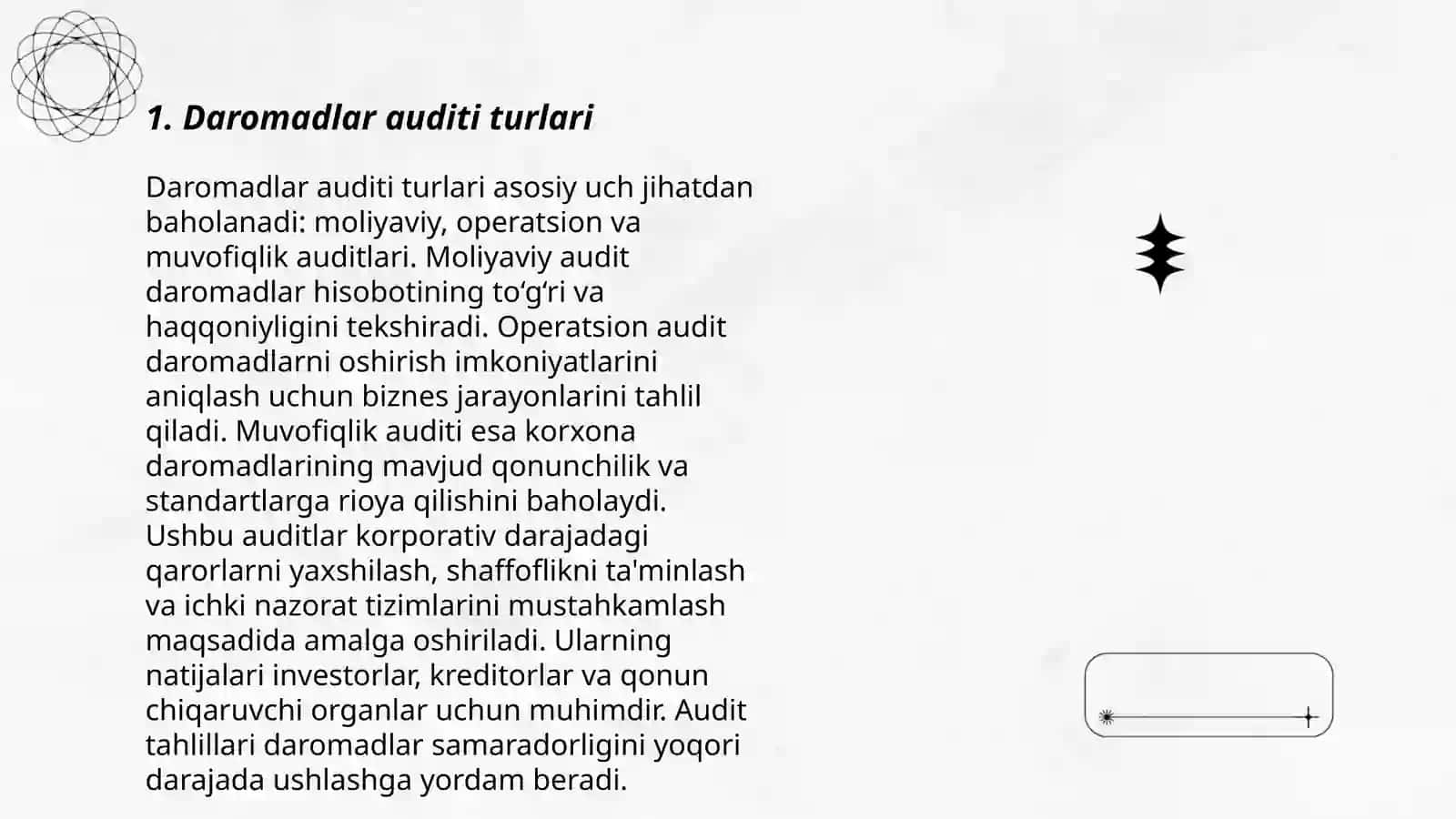 Daromadlar va xarajatlar auditi 3