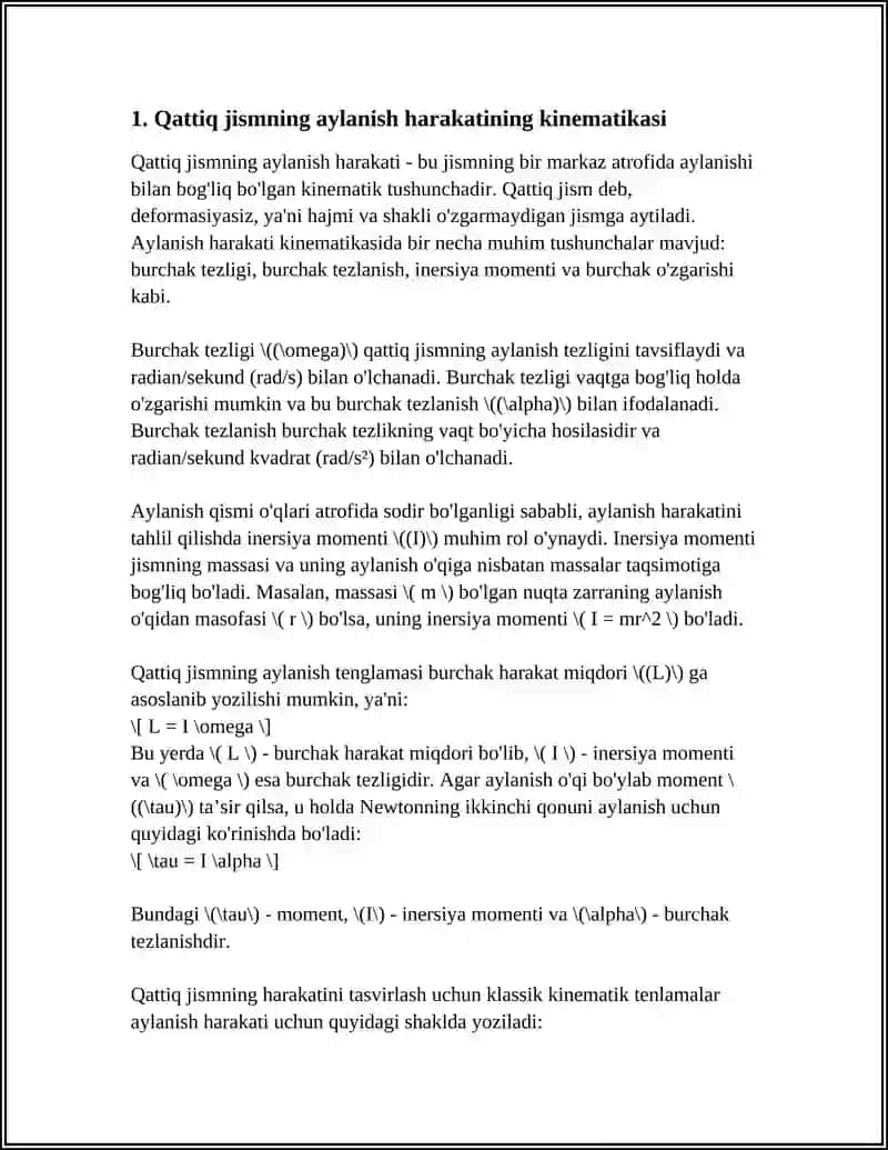 QATTIQ JISMLARNING AYLANMA HARAKAT KINEMATIKASI VA DINAMIKASI 3