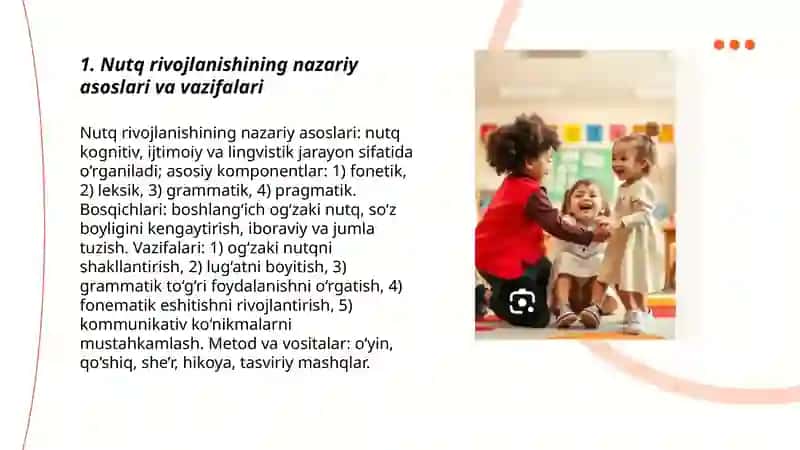 Maktabgacha ta'limda kichik yoshdagi bolalar nutqini o'stirishning vazifalari metodlari va vositalari 3