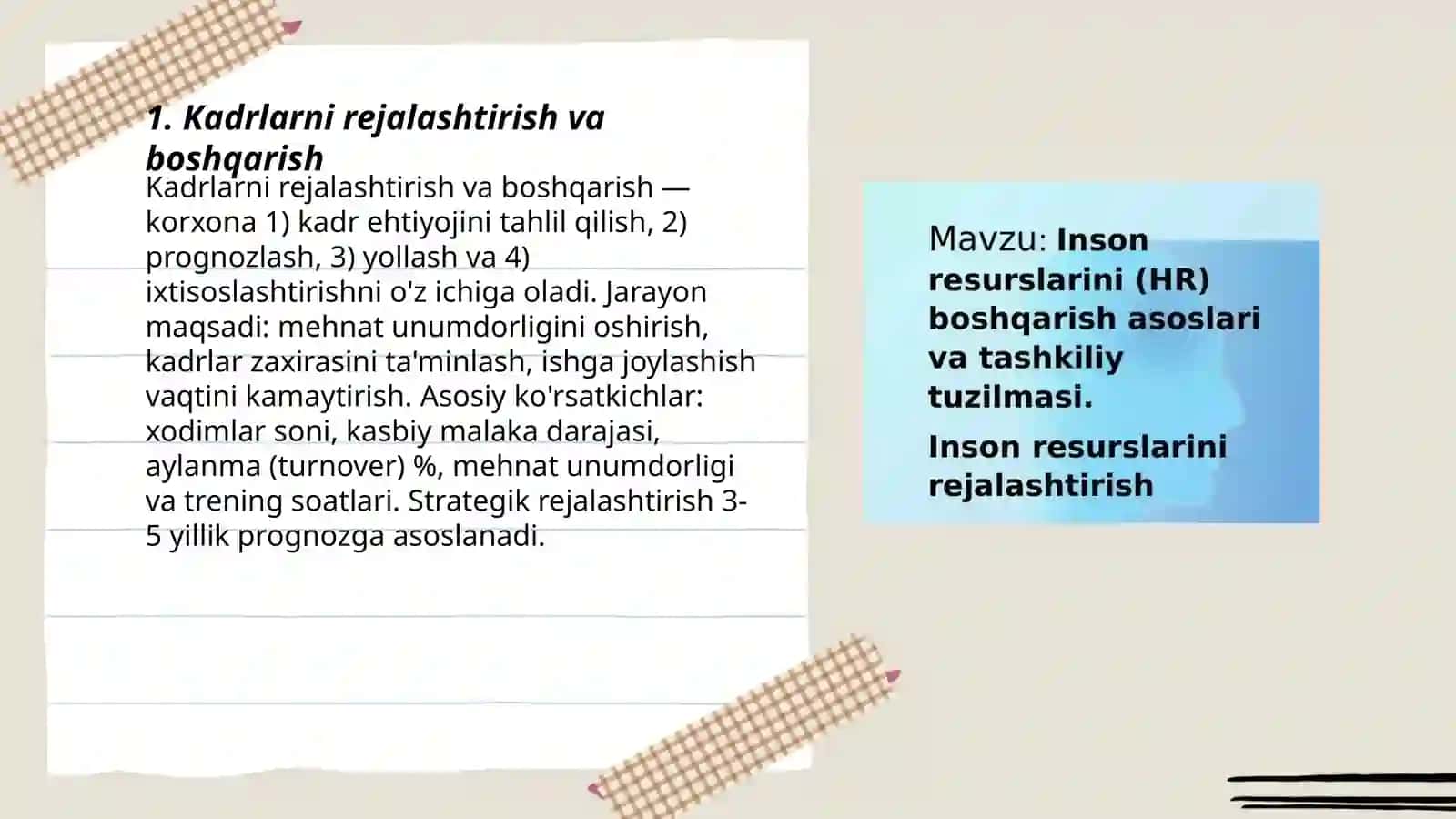 Kadrlarni rejalashtirish va boshqarish 3