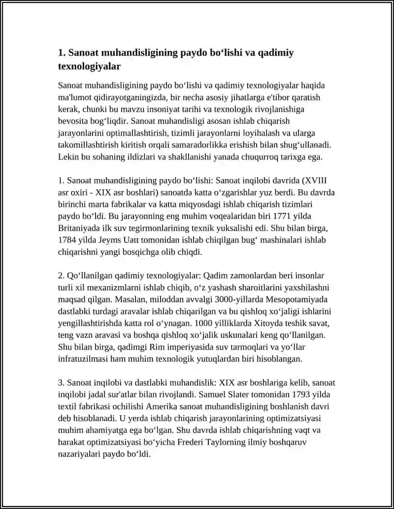 Sanoat Muhandisligi Tarixi va Rivojlanishi 3