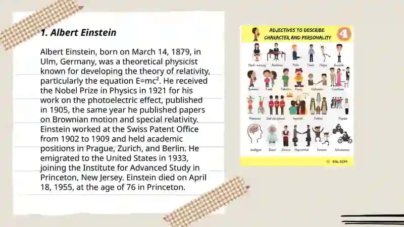 Describing famous people (Make a presentation on their appearance, character, life) 3