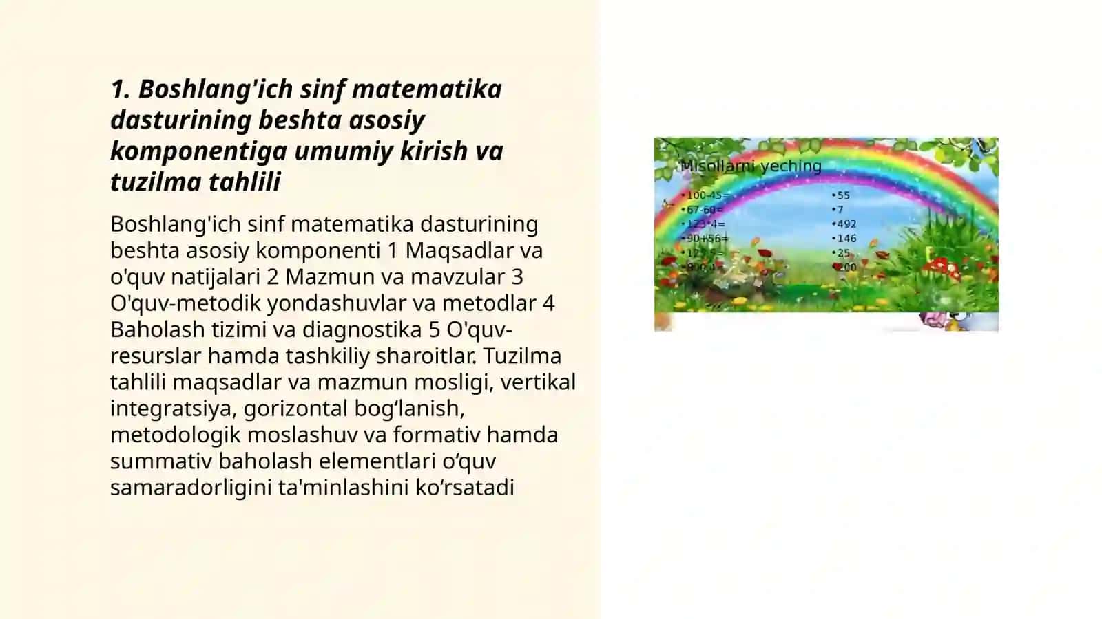 Boshlang'ich sinf matematika dasturining asosiy 5 ta komponentlari umumiy tahlili 3