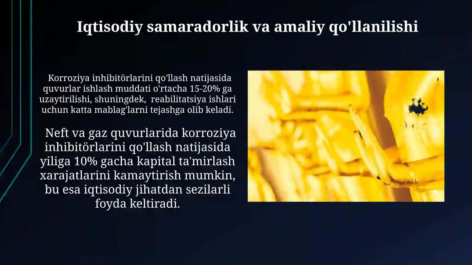 Neft va gaz sanoati qurulmalarni karoziyadan himoyalashda ingibitorlardan foydalanish 3