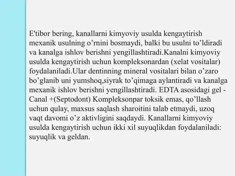 Ildiz kanalini kimyoviy kengaytirish usullari. 3