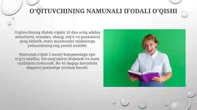 O'qituvchining namunali ifodali o'qishi 3