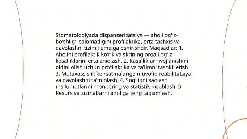 Stamatolgiyada Dispanerizatsiya Xakimova Oyistaxon 3