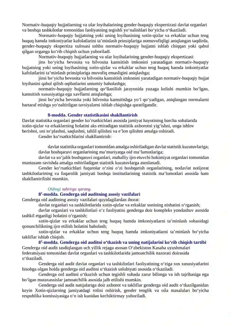 XOTIN-QIZLAR VA ERKAKLAR UCHUN TENG HUQUQ HAMDA IMKONIYATLAR KAFOLATLARI TO‘G‘RISIDA 3