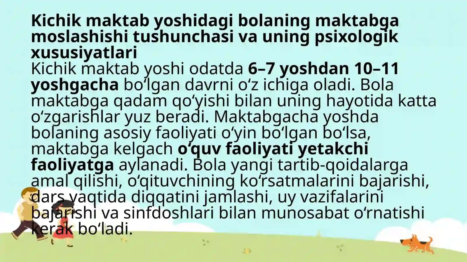 Kichik maktab yoshidagi bolaning maktabga moslashish muammosi 3