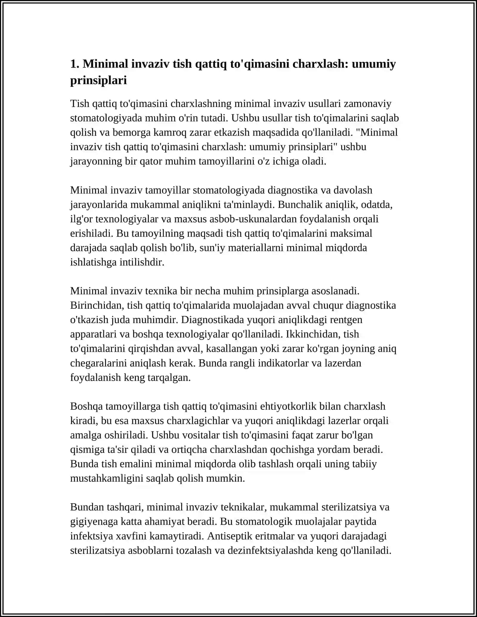 TISH QATTIQ TÕQIMASINI CHARXLASHNINGMENIMAL INVIZIV USULLARI 3