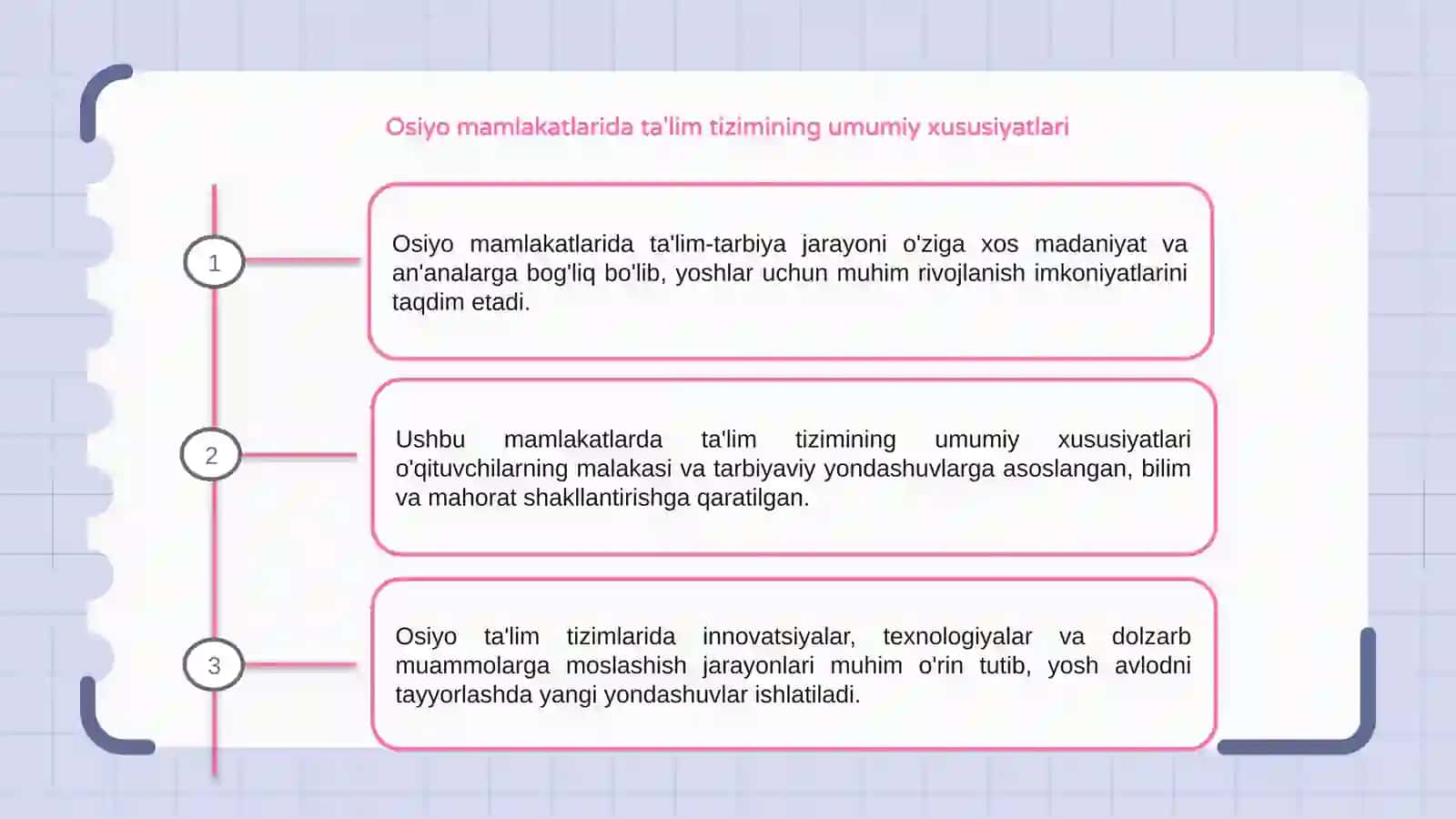 Osiyo mamlakatlarida ta'lim-tarbiya jarayonining o'ziga xos xususiyatlari 3
