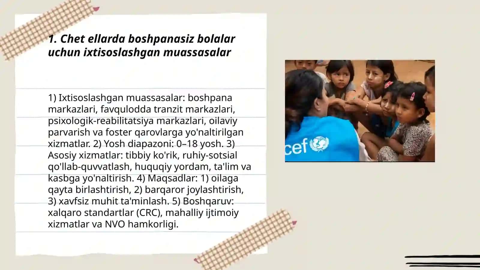 Chet ellarda boshpanasiz va qochoq bolalar uchun muossasaler 3