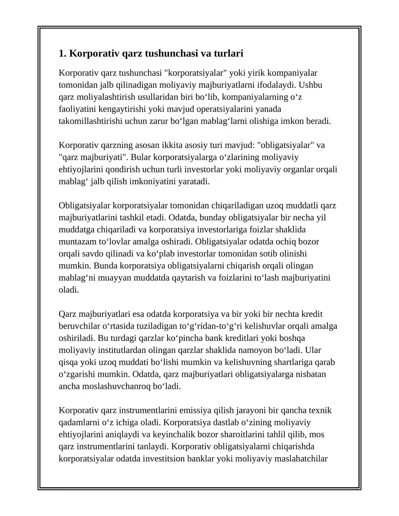 KORPORATIV QARZ. QARZ INSTRUMENTLARINI EMISSIYA QILISH VA BOZOR MEHANIZMLARI 3