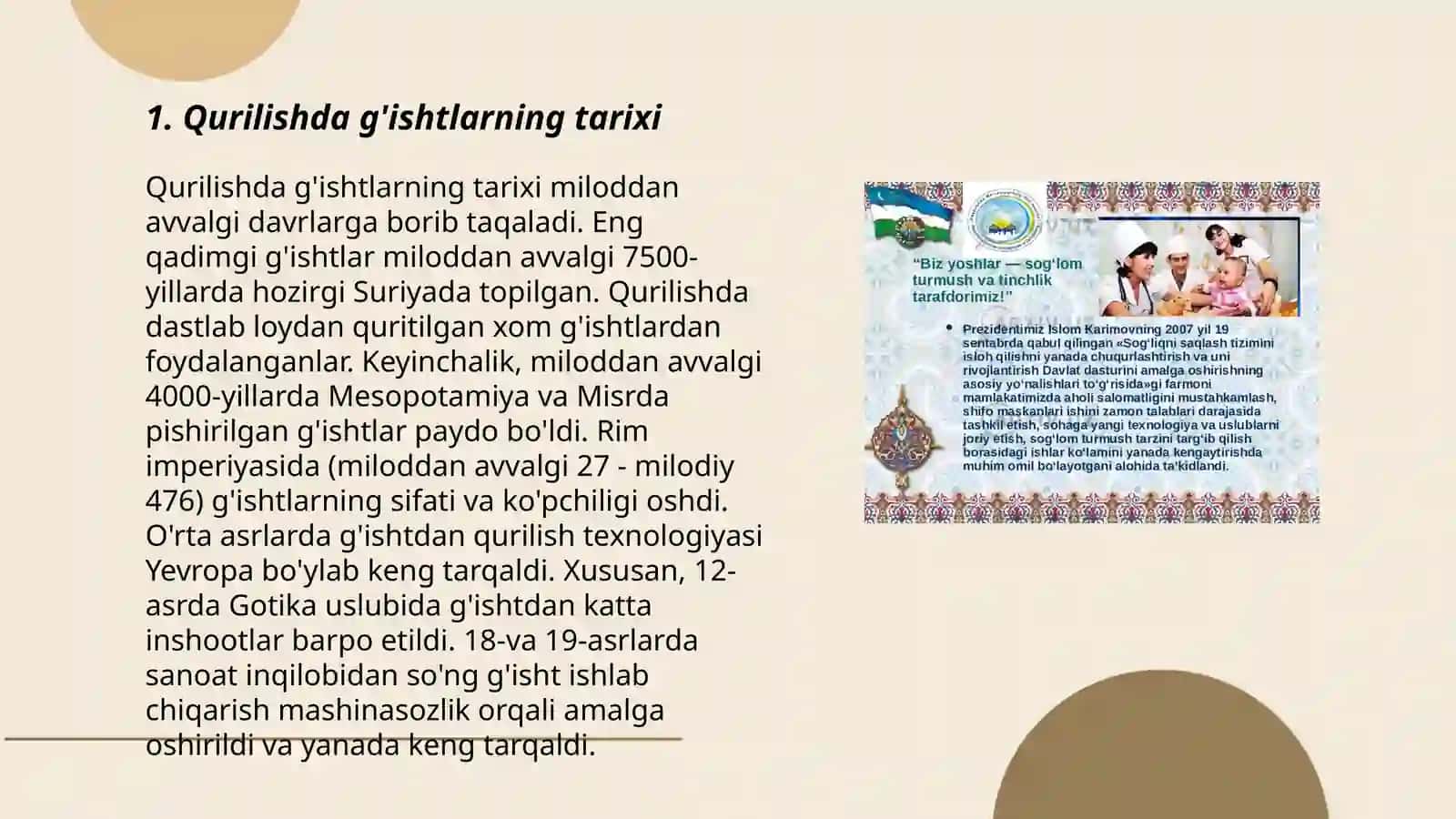 Qurilishda g'ishtlarning ahamiyati va turlari 3