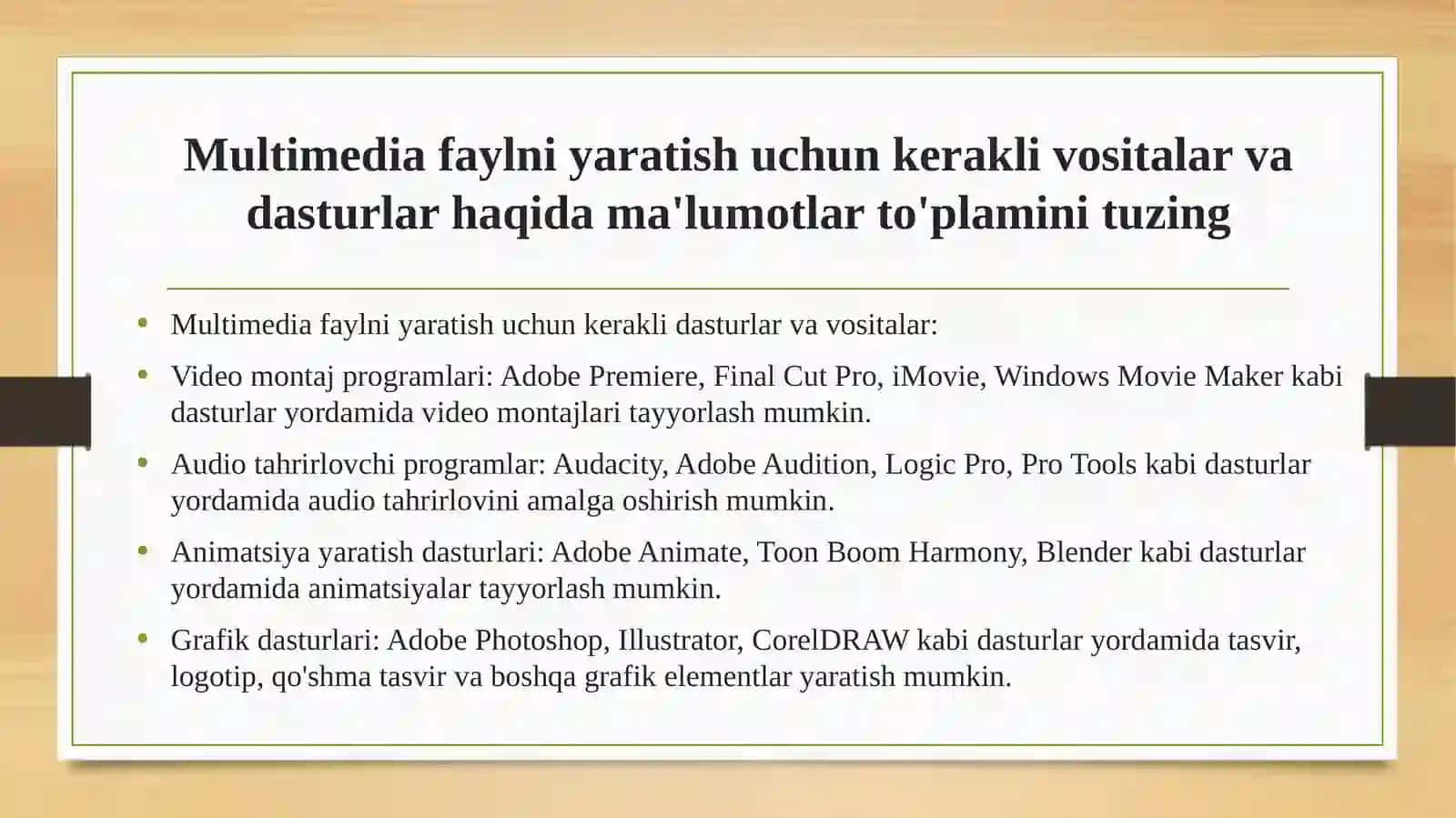 Dars uchun didaktik materialni multimedia fayli shaklida ishlab chiqish 3