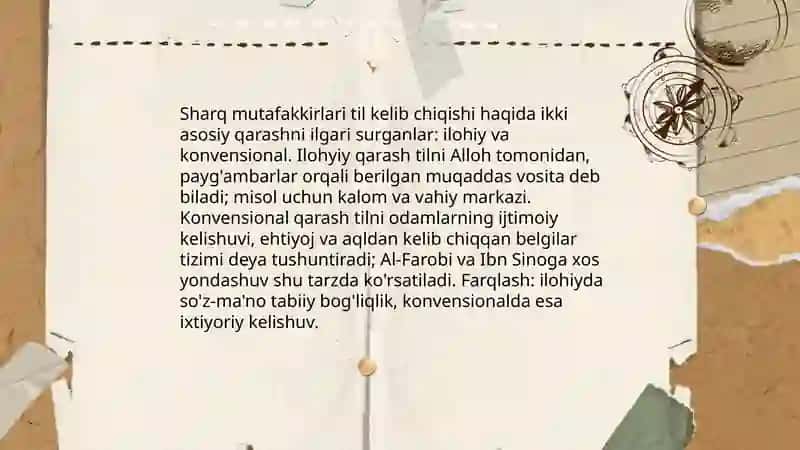 Sharq mutafakkirlarining til shakllanishiga oid qarashlari 3