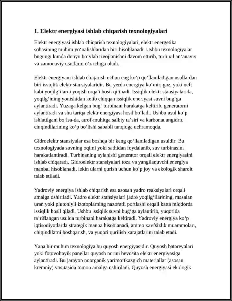 Elektr energiyasi ishlab chiqarish texnologiyalari 3