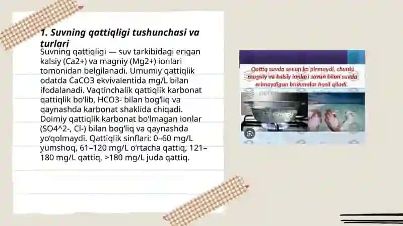 Suvning qattiqligi. Vaqtinchalik va doimiy qattiqlik va uni yo'qotish usullari 3
