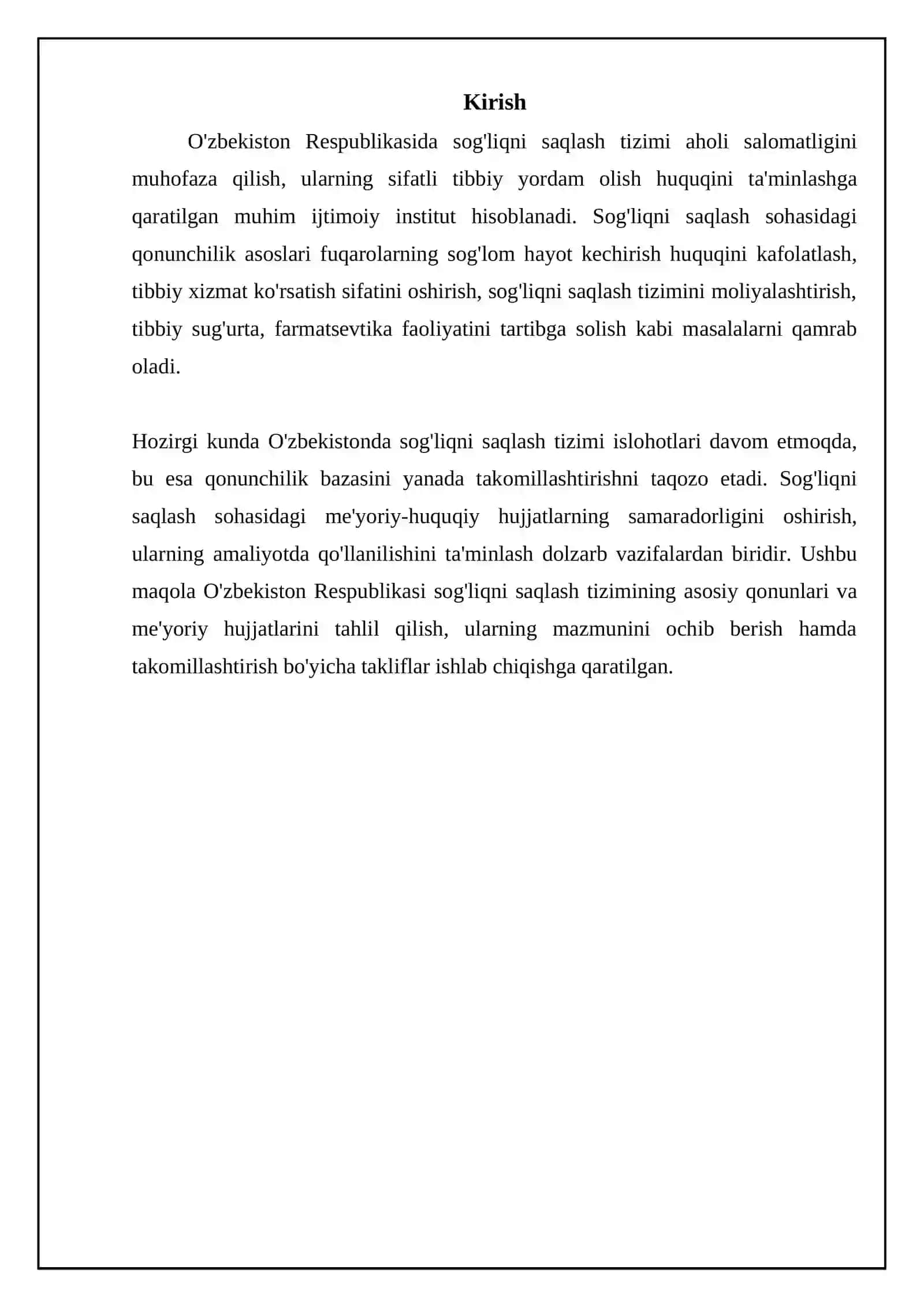 O'zbekiston Respublikasi sog'liqni saqlash tizimining konstitutsiyaviy asoslari va fuqarolarning tibbiy yordam olish huquqlari 3