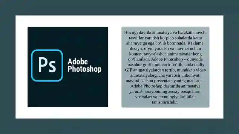 ADOBE PHOTOSHOP DASTURIDA HARAKATLANTIRUVCHI TASVIRLAR HOSIL QILISH 3