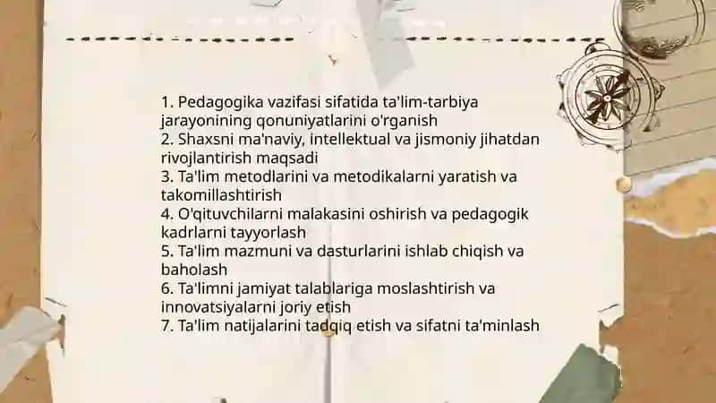 Pedagogika fanining asosiy vazifalari va tarkibiy qismlari 3