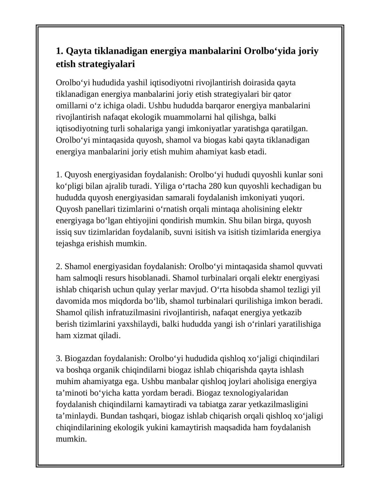 OROLBO'YI HUDUDIDA YASHIL IQTISODIYOTNI RIVOJLANTIRISH ISTIQBOLLARI 3