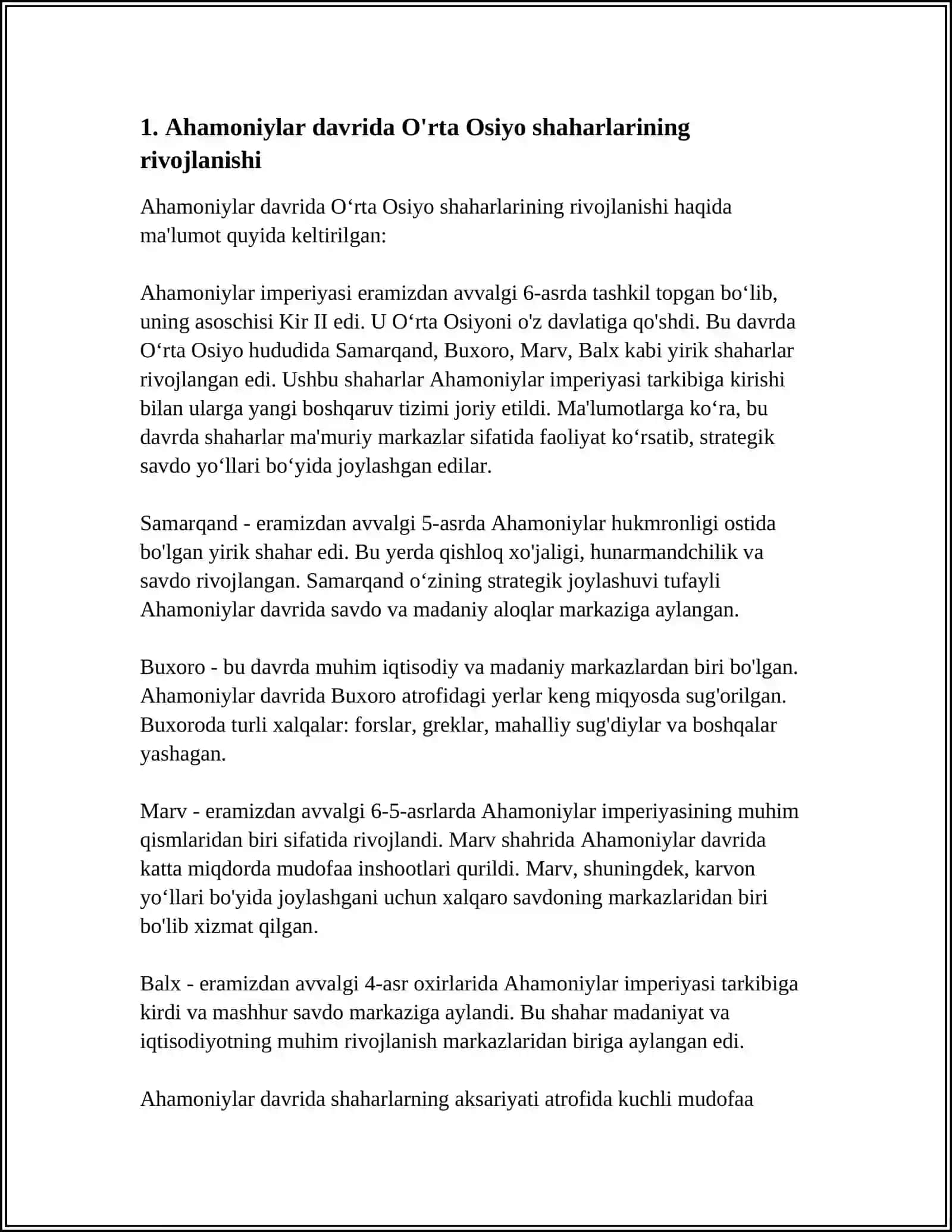 AHAMONIYLAR HUKMRONLIGI DAVRIDA O'RTA OSIYO TARIXIY GEOGRAFIYASI 3