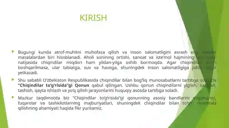 Chiqindilar to‘g‘risidagi qonun bandlarini o‘rganish 3