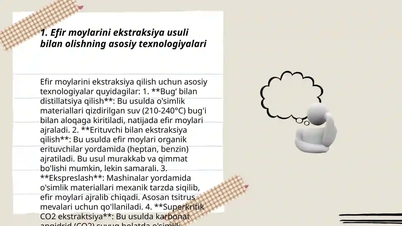 Efir moylarini ekstraksiya usuli bilan olish 3