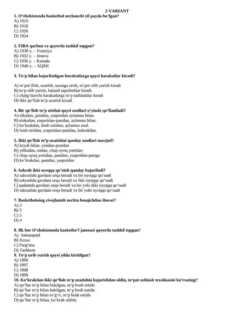 Basketbolni kelib chiqishi, rivollanish tarixi, o’yin texnikasi va taktikasi asoslari 3