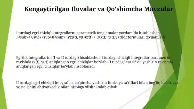I - II Tur egri chiziqli integrallarni hisoblash 3