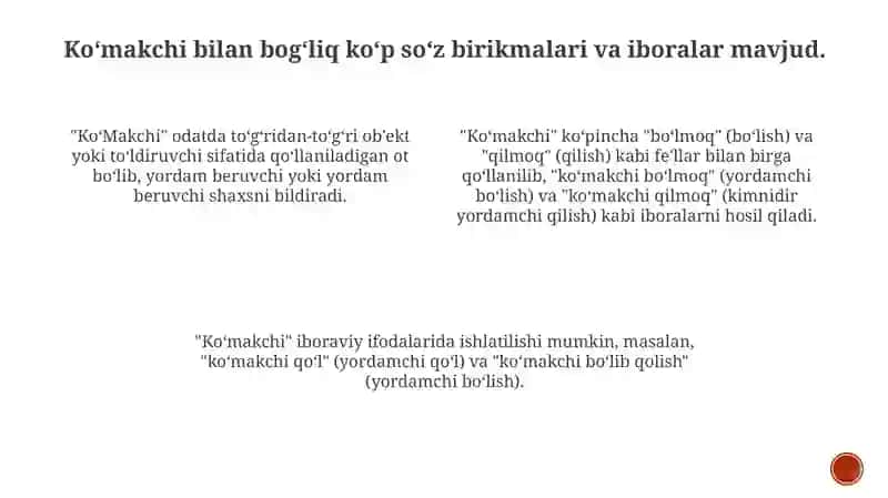 Koʻmakchining taʼrifi va leksik grammatik xususiyatlari 3