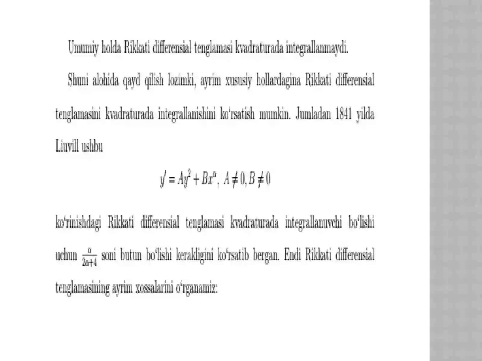 Rikkati differensial tenglamasi 3