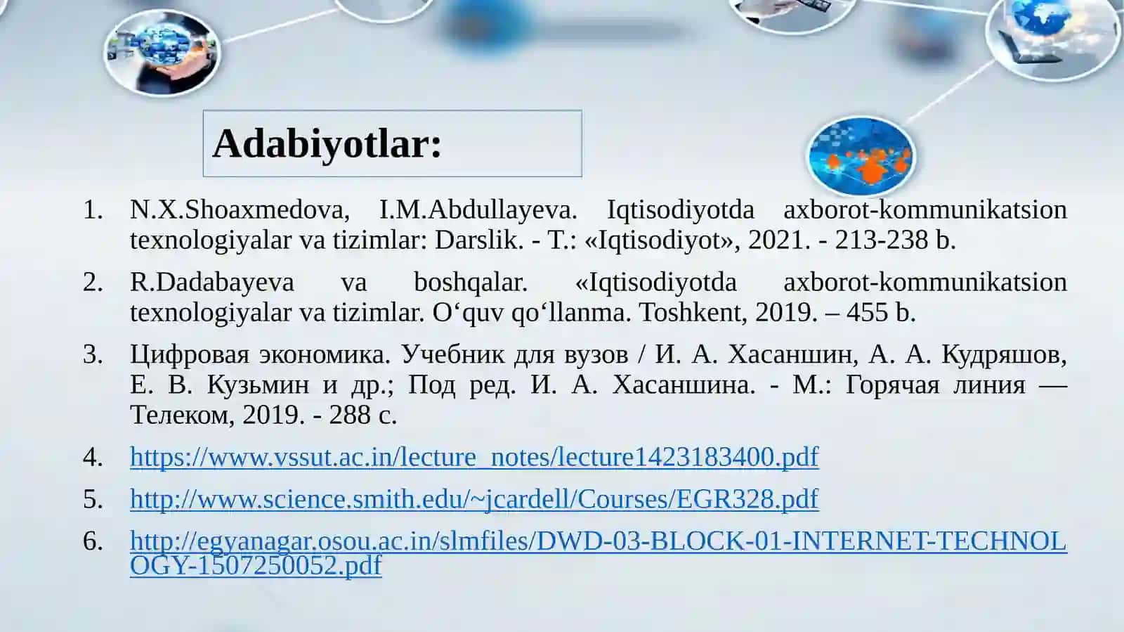 IQTISODIYOTSOHALARIDA TARMOQ TEXNOLOGIYALARIDAN FOYDALANISH REJA 3
