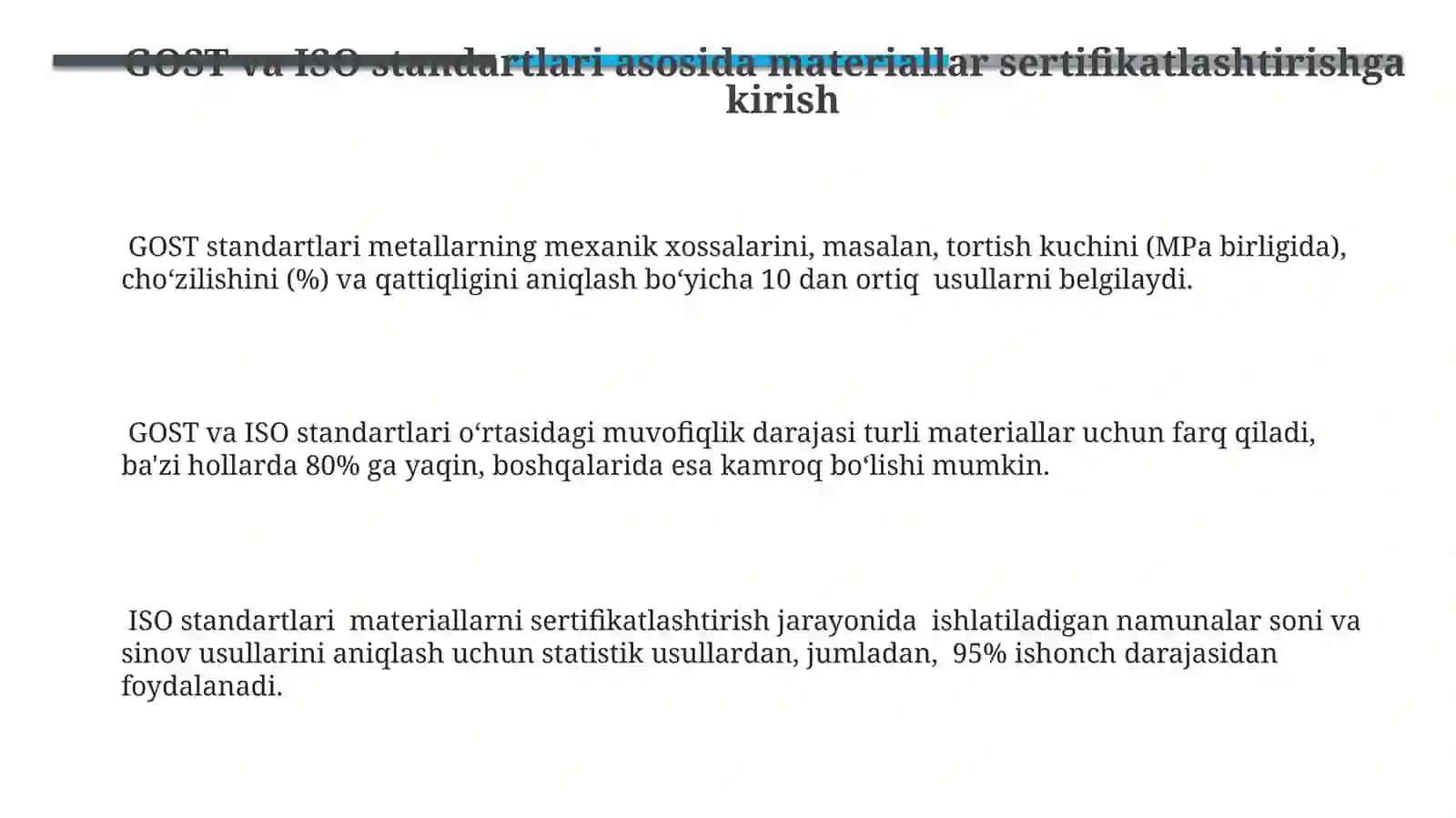 GOST va ISO standartlari asosida materiallarni sertifikatlash va sifat nazorati 3