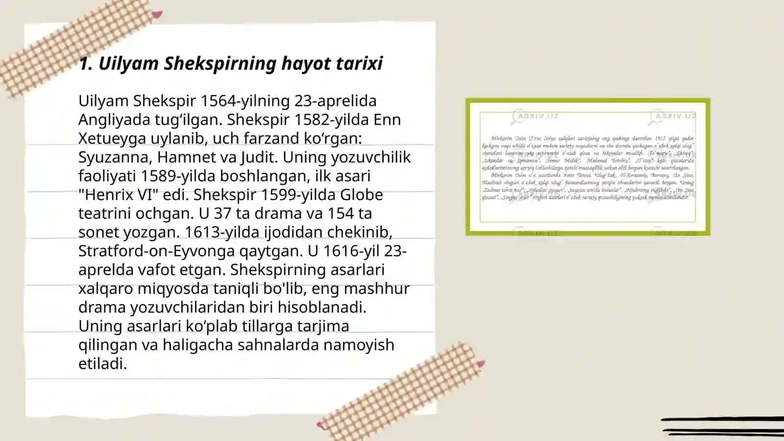 Maktabda Shekispir hayoti va ijodini oʻqitish 3