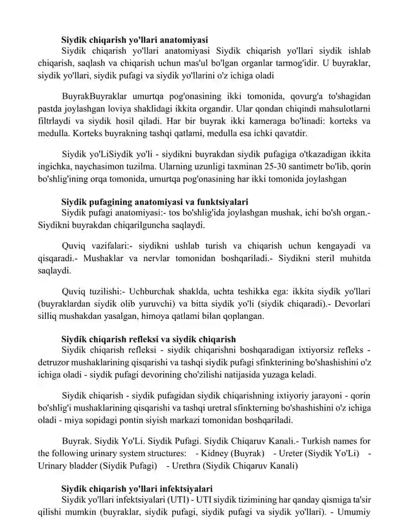 Siydik Chiqarish Tizimi 3