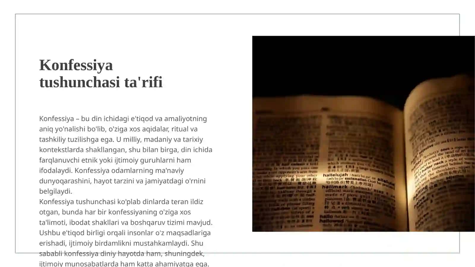 Konfessiya tushunchasining mohiyati va O'zbekistonda faoliyat yurituvchi diniy konfessiyalarning tasnifi 3