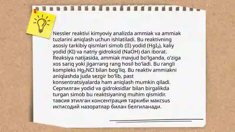 Nessler reaktivining kimyoviy tarkibi 3