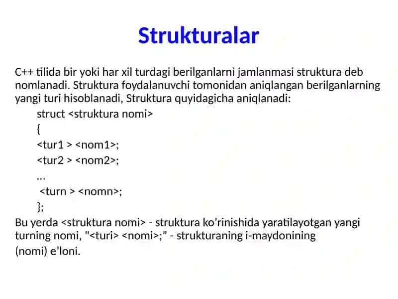 C++ tilida strukturalar va birlashmalar 3