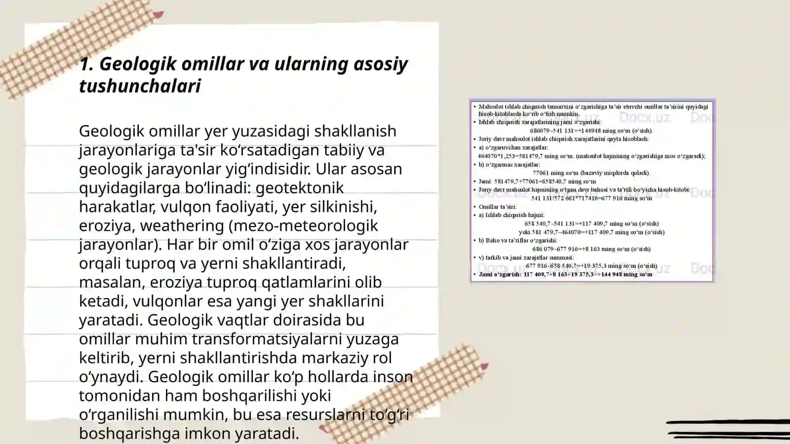 Geologik omillar va ularning xususiyatlarini tahlil qilish 3