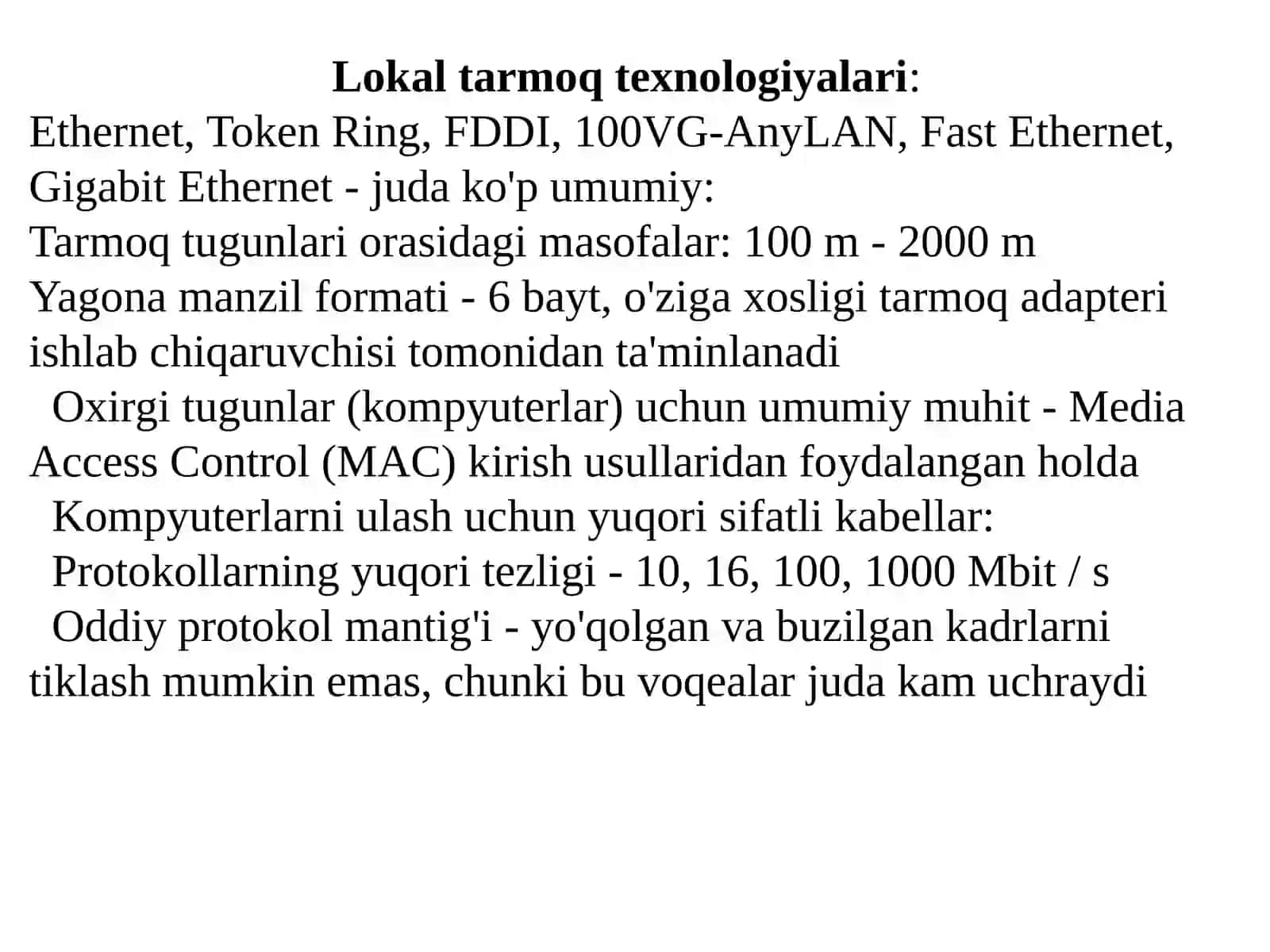 Lokaltarmoqlar(LAN)vaularningqurilishusullari 3